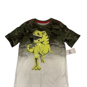 Green and White Dinosaur Tee Short Sleeve